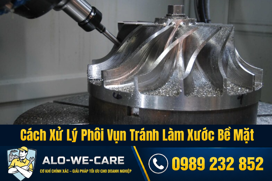 Cách ALO-WE-CARE xử lý phôi vụn (Băng phoi) tránh làm xước bề mặt khi gia công tiện CNC Đồng Nai
