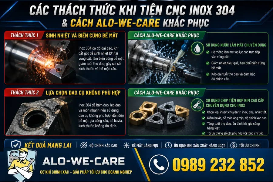 Thách thức khi tiện CNC INOX 304