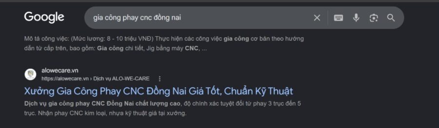 Xu hướng tìm kiếm đơn vị gia công phay cnc trên google